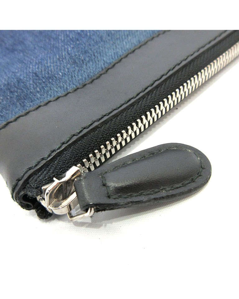 Pre Loved Balenciaga Denim Canvas Leather Clutch Bag Clutch Bags