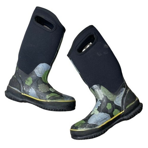 Rubber Floral/Black Winter Snow Boots 