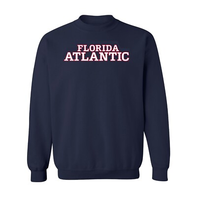 Florida Atlantic University Owls Basic Block Licensed Crewneck Sweatshirt - Navy