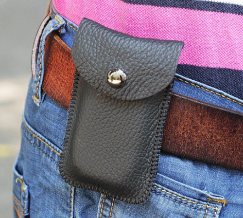 Men's Fanny Pack Mobile Phone Bag Cowhide Outdoor Daily Zipper Solid Color