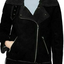 Just One Answer Coat Womens Furry Velour Fleeced Lined Jacket Size Medium Black