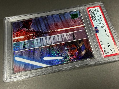 (PSA 8) 2025 Star Wars Galaxy #91, “One Last Lesson” Shimmer /199