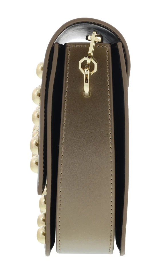 Bolsa de ombro Roberto Cavalli HXLPGX 102 bronze cravejada grande - Imagem 3 de 4