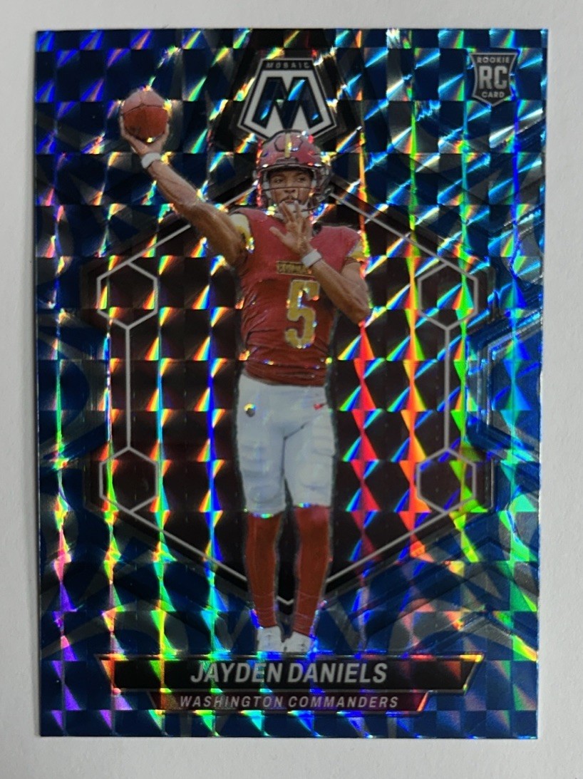 2024 Panini Mosaic Blue Reactive Jayden Daniels Rookie #302
