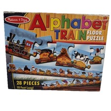 MELISSA  DOUG floor puzzle large alphabet train 28 PC 10 FEET ABC AGE 3 GC