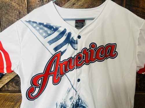 NWT Greater Half Team America 2ND Amendment Men's Baseball Jersey White Size 2XL - Picture 2 of 11
