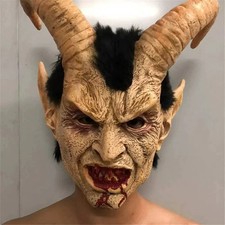 Horror Demon Horn Mask Scary Lucifer Devil Sheep Horn Latex Halloween Cosplay