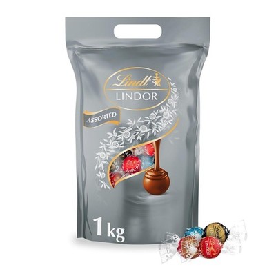 Lindt Lindor Silber Mischung Kugeln Milch 70Prozent SaltedCaramel DoubleChoc 1kg