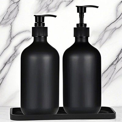 Mattschwarze Seifenspenderflasche|Nachfüllbare Shampoo & Lotion Pumpe|300ml & 500ml