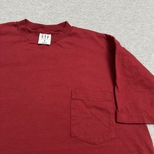Vintage 90s GAP Selvedge Pocket T Shirt Single Stitch Deep Red Made in USA