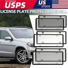 2 Sets Flat License Plate Coversframes Shield Plastic Tag Protector Usa T5l4 2 Sets Flat License Plate Coversframes Shield Plastic Tag Protector Usa T5l4