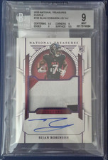 2023 National Treasures Bijan Robinson Rookie Patch Auto Purple /49 BGS 9 .5Away