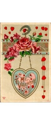 Embossed Heart Pendant Horseshoe Valentine Postcard 1906 Whitestone Queens NY