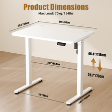 Ergomaker Electric Standing Desk Adjustable Sit Stand Gaming Desk 80cm White — image 3