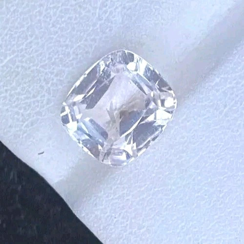 5.95 Carat Natural Cut Kunzite cushion shaped  loose gemstone from Afghanistan.