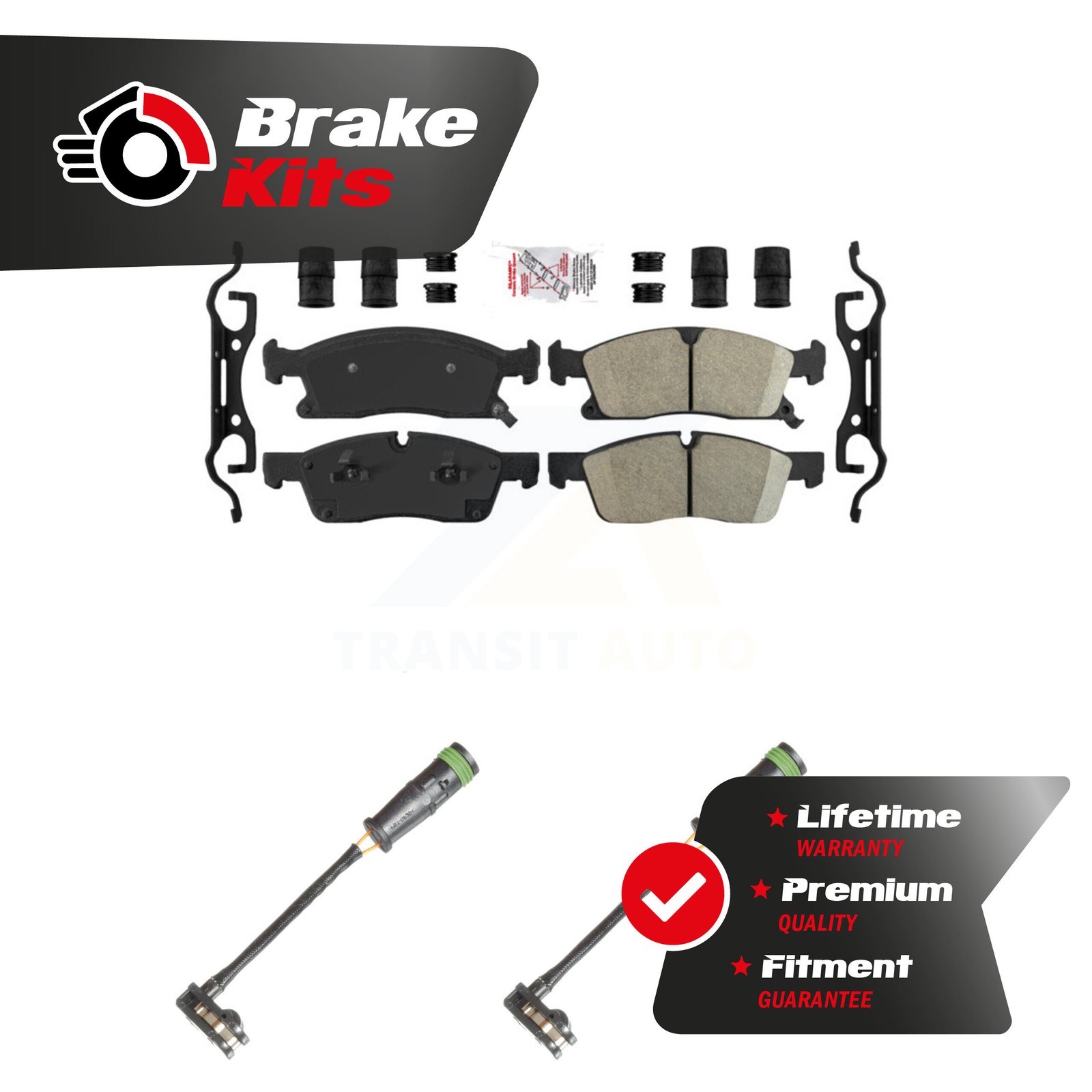 Front Ceramic Brake Pads Wear Sensor Kit For 2018-2018 Mercedes-Benz GLE400 3.0L