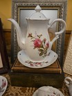 Vintage Moss Rose Demi  Coffee Pot Sugar, creamer, four cups and saucers — photo 3
