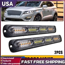 2x 24LED Warning Hazard Amber/White Flash Beacon Lamp Strobe Light Car Bar Truck