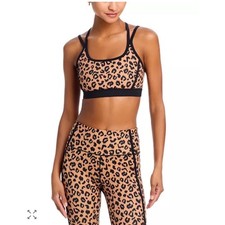 NWT Aqua Athletic Printed Padded Double Strap Leopard Print Sports Bra XS