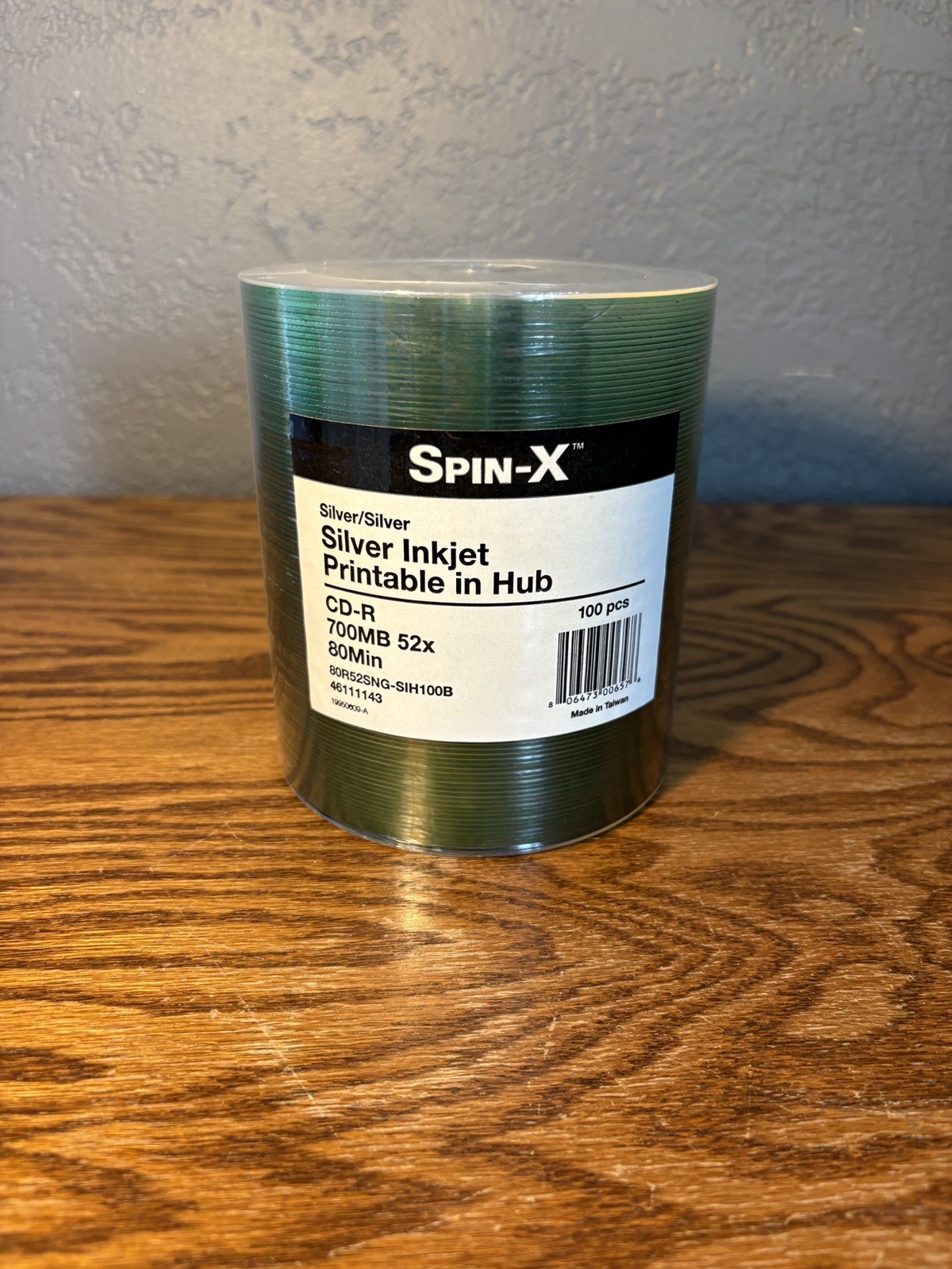 100 Spin-X Diamond Certified 52x CD-R 80min 700MB Silver Inkjet Hub Printable
