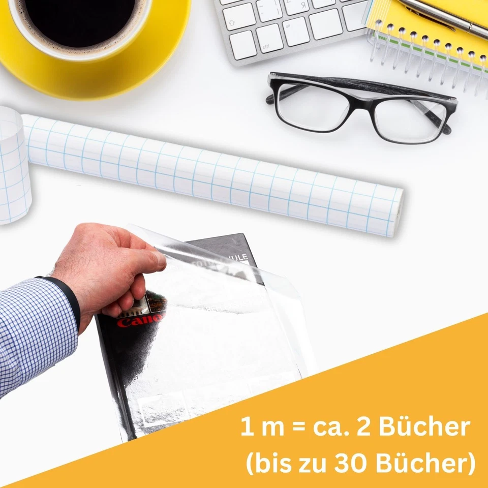 perfect line Buchschutzfolie 15m x 40cm selbstklebend glasklar Folie für Schule - Bild 3 von 4