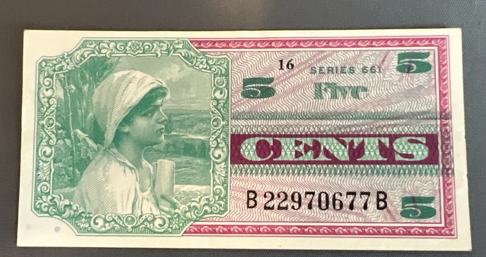 US 5 & 25c Military Payment Certificate Series 661. Nice High Grade Notes AU - Image 2 of 4