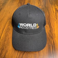 World Industries Hat Mens Snapback Black Wet Willy Flame Boy Trucker Street Y2K