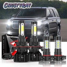 For 2007-2014 GMC Yukon Combo 4x LED Headlight Hi/Low Beam+Fog Light Bulbs 8000K