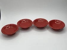 Crate and Barrel Red Round Mini Bowls Sauce Condiment Dipping Set of 4