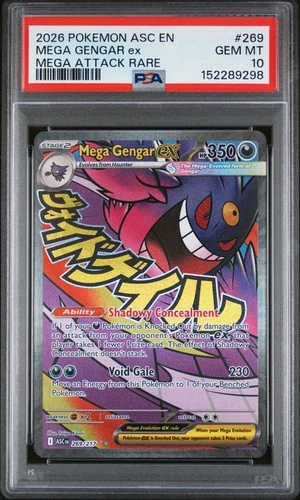 2026 POKEMON ASCENDED HEROES MEGA ATTACK RARE #269 MEGA GENGAR EX PSA 10