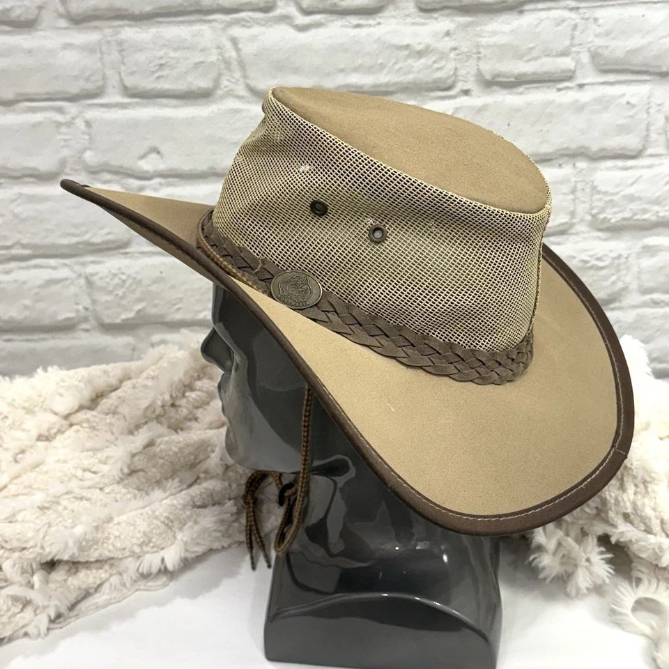 Australia Safari Outback Sombrero Malla Caqui Ventilado Talla Única Safari Sol Sombrero Foto 3 de 4