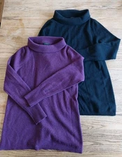 Lot Of 2 Talbots Pure Cashmere Sweaters 1 Black / 1 Purple Womens Sz Medium