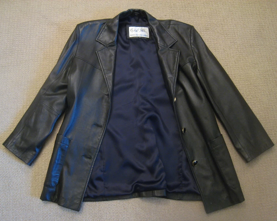 Vintage Michael Hoban North Beach Women's Black Leather Jacket sz 12 - Image 4 of 4