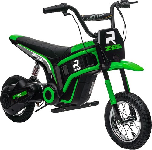HOMCOM 24V Kids Electric Motorbike with Twist Grip Throttle Music Horn Green