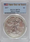 2017 $1 American Silver Eagle PCGS MS70 First Day Of Issue