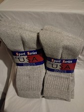Sport Series Crew Socks Gray Men's Size 10-13 Cotton Polyester 6 Pairs