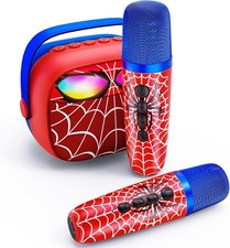 Spider Bluetooth Karaoke Machine - 2 Wireless Mics, Light-Up, Voice Effects