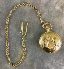 Vintage American Civil War Sesquicentennial Gold Tone Pocket Watch w/Chain