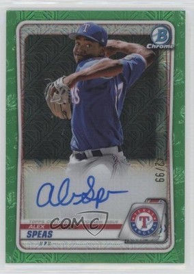 2020 Bowman Chrome Mega Box Mojo Green Refractor 42/99 Alex Speas Auto qw7