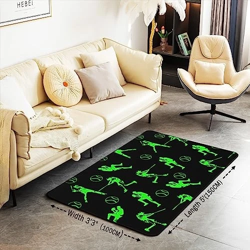Alfombra decorativa para juegos de béisbol verde fluorescente  Foto 2 de 4