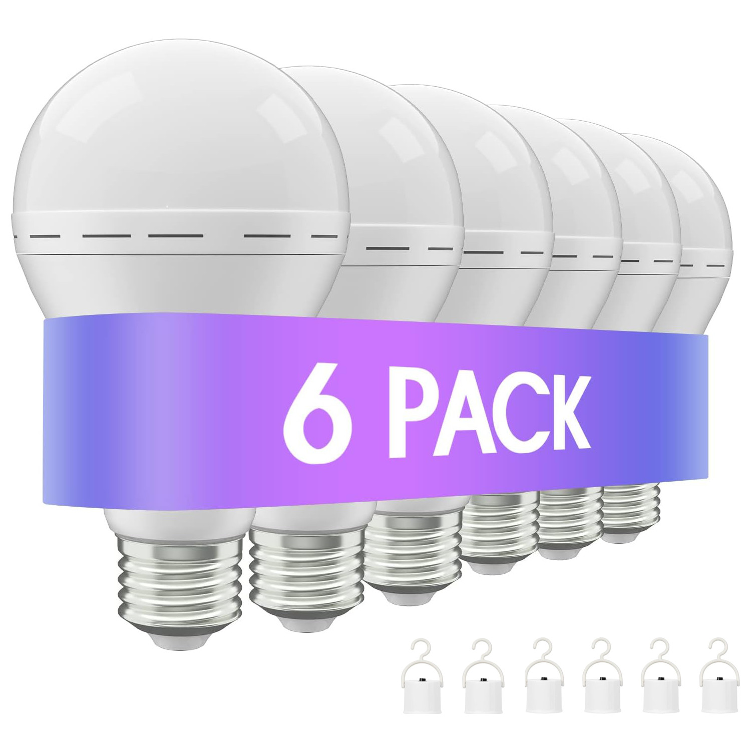 A19-6 Pack Rechargeable Emergency Light Bulbs, 12W,1200LM LE