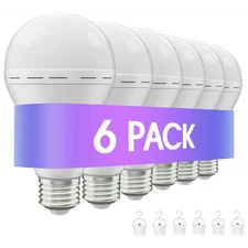 6 Pack Rechargeable Emergency Light Bulbs, Battery Powered LED Light Bulb 3000K