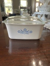 Vintage Corning Ware Blue Cornflower Rectangle P-4-B Casserole Dish w/Lid