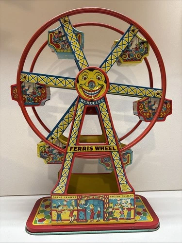 Vintage J Chein Hercules Ferris Wheel Tin Litho Wind-up Works! EXCELLENT SHAPE!