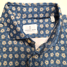 298 New EMANUEL BERG Jersey Sport Shirt Men M/L 16 EU 41 Blue Medallion FLORAL