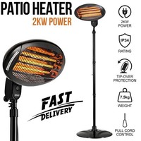 2000W Electric Patio Heater Free Standing 3 Mode Garden Outdoor Waterproof Black