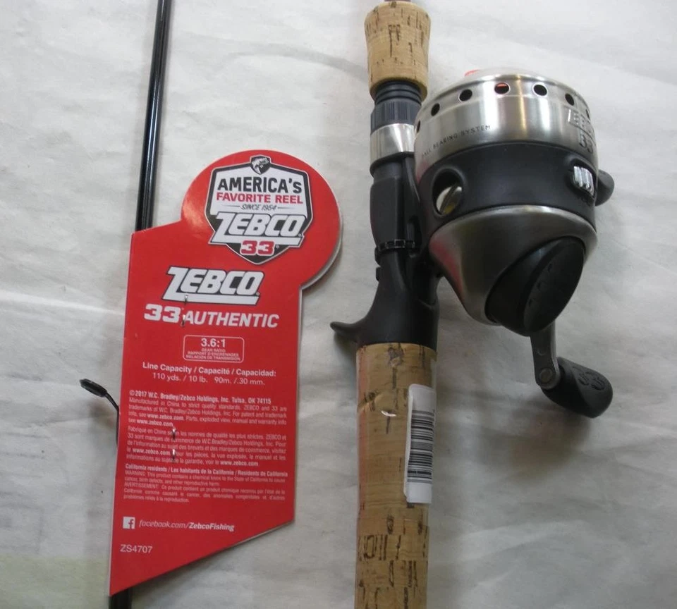 Zebco 2136165 33CC662M Spin Cast Rod Model 33 Reel Combo 6ft 6" 2Pc  Cork Handle - Image 4 of 4