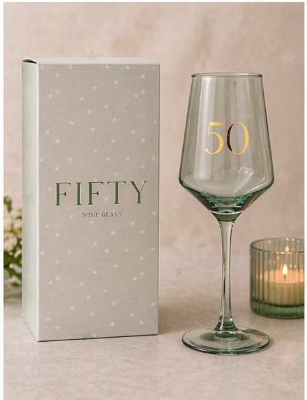 B&Q -  Gifts Confetti Design 50Th Birthday Gift Boxed Wine Glass23 X 7.5 Cm. - Image 2