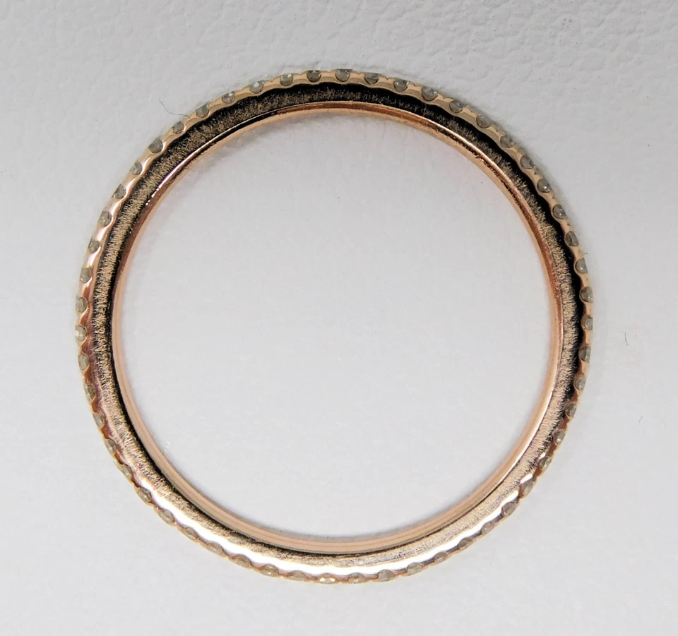 Delicate 14kt Rose Gold Micro Pavè Diamond Eternity Wedding Band Ring Sz 5 B6872 - Image 4 of 4