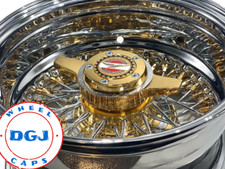 13x7 Zenith Style Lowrider Wire Wheels With Chrome Ring Gold Nipples And Hub